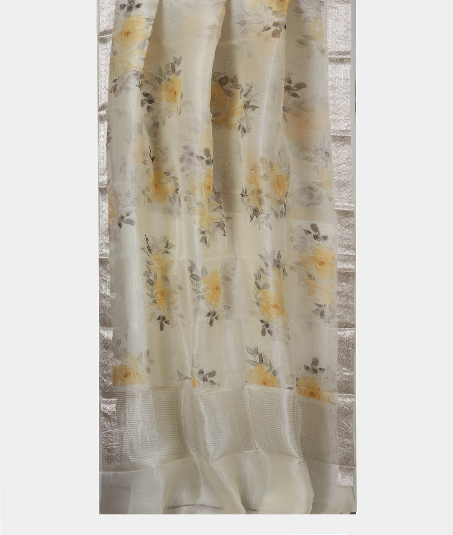 Green Kora Organza Printed Saree T3791952