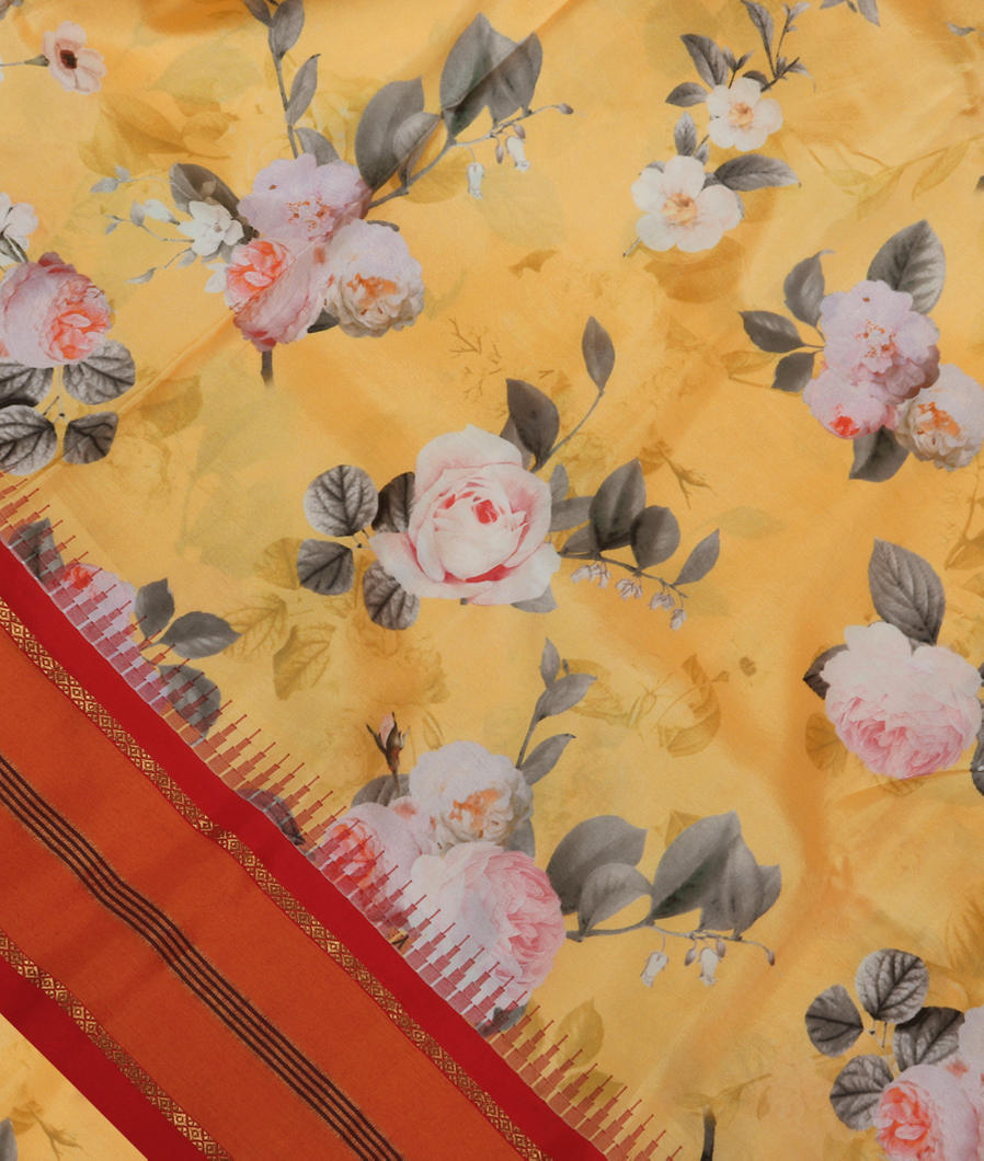 Yellow Printed Soft Silk Saree T354456-image