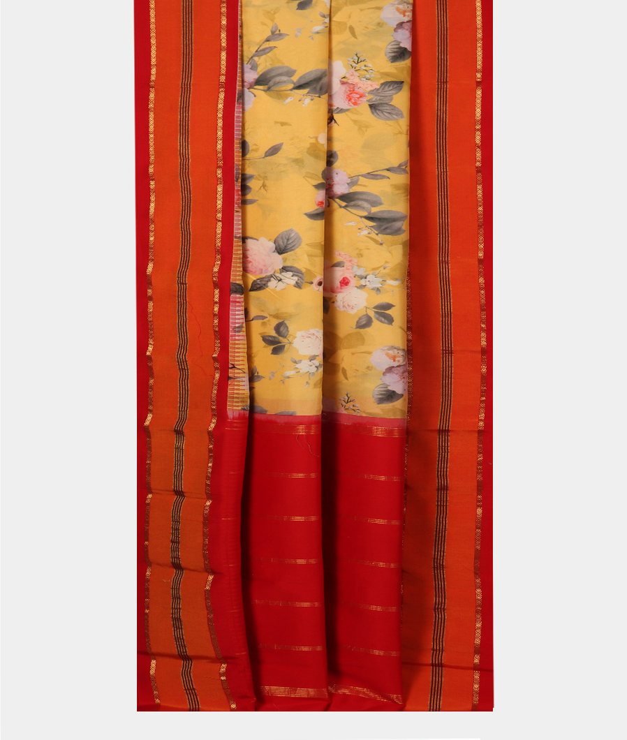 Yellow Printed Soft Silk Saree T3544562