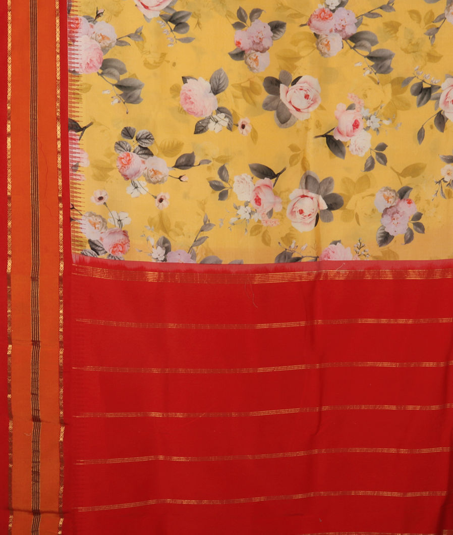 Yellow Printed Soft Silk Saree T3544564