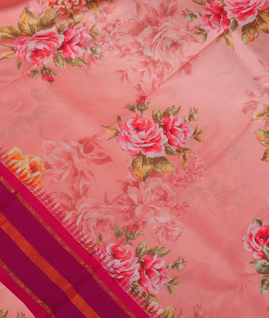 Pink Printed Soft Silk Saree T372236-image