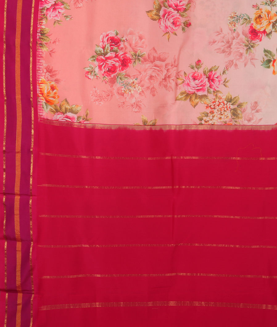 Pink Printed Soft Silk Saree T3722364