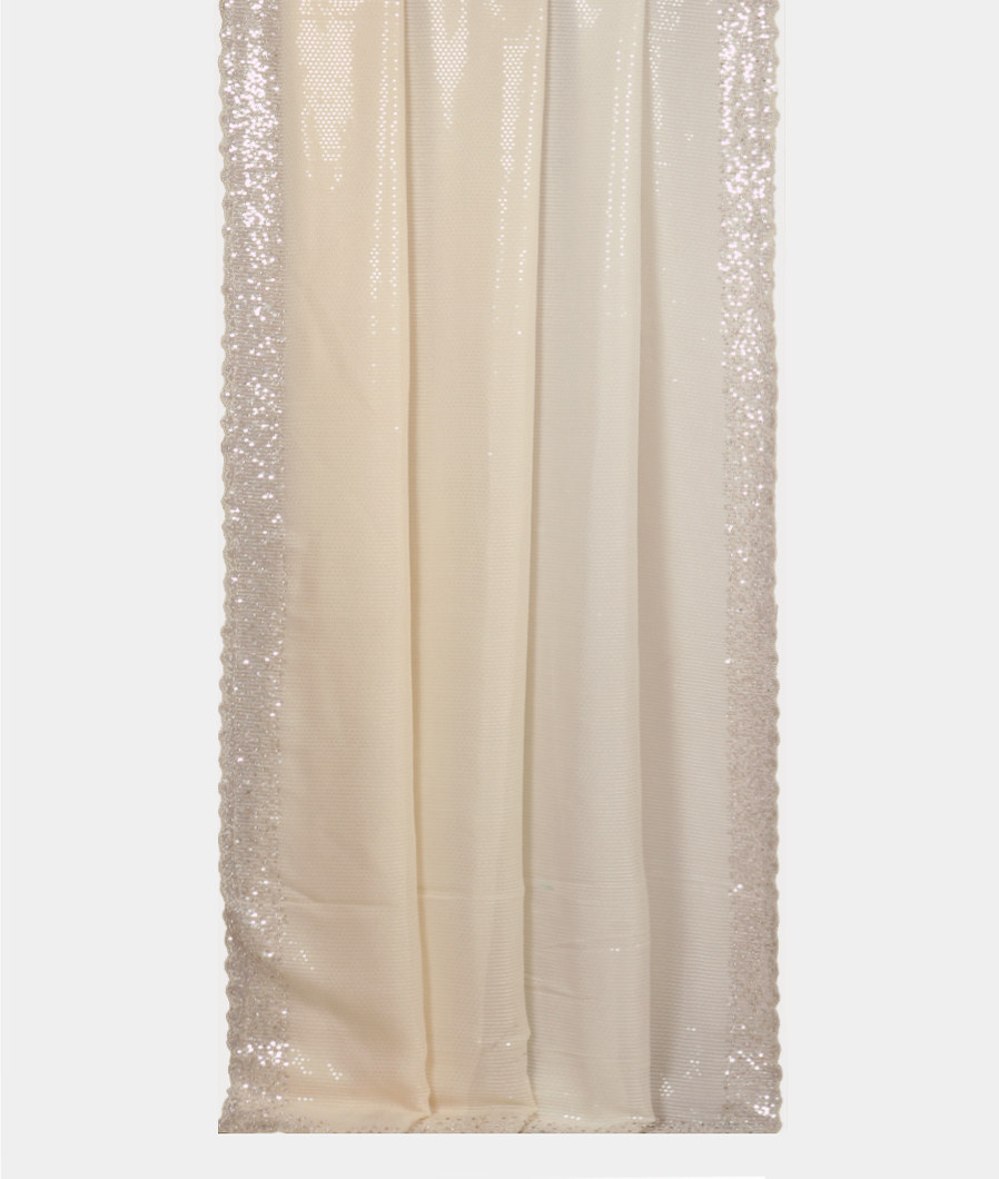 Off - White Georgette Silk Embroidery Saree T3675312