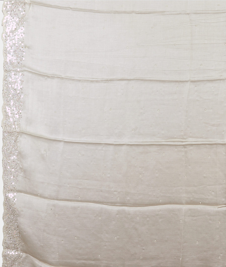 Off - White Georgette Silk Embroidery Saree T3675314