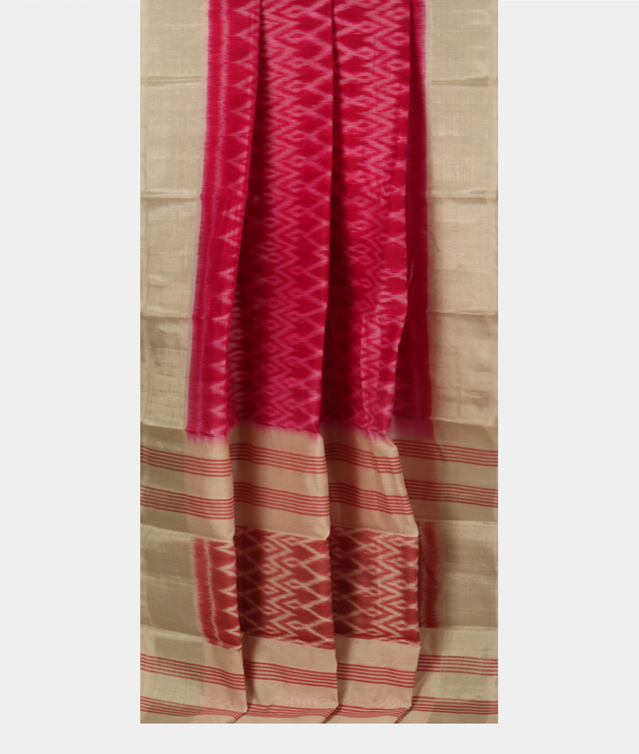 Magenta Pochampalli Silk Cotton Saree T3893552