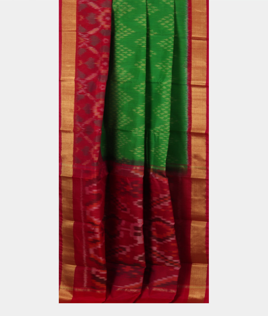 Green Pochampalli Silk Cotton Saree T3893122