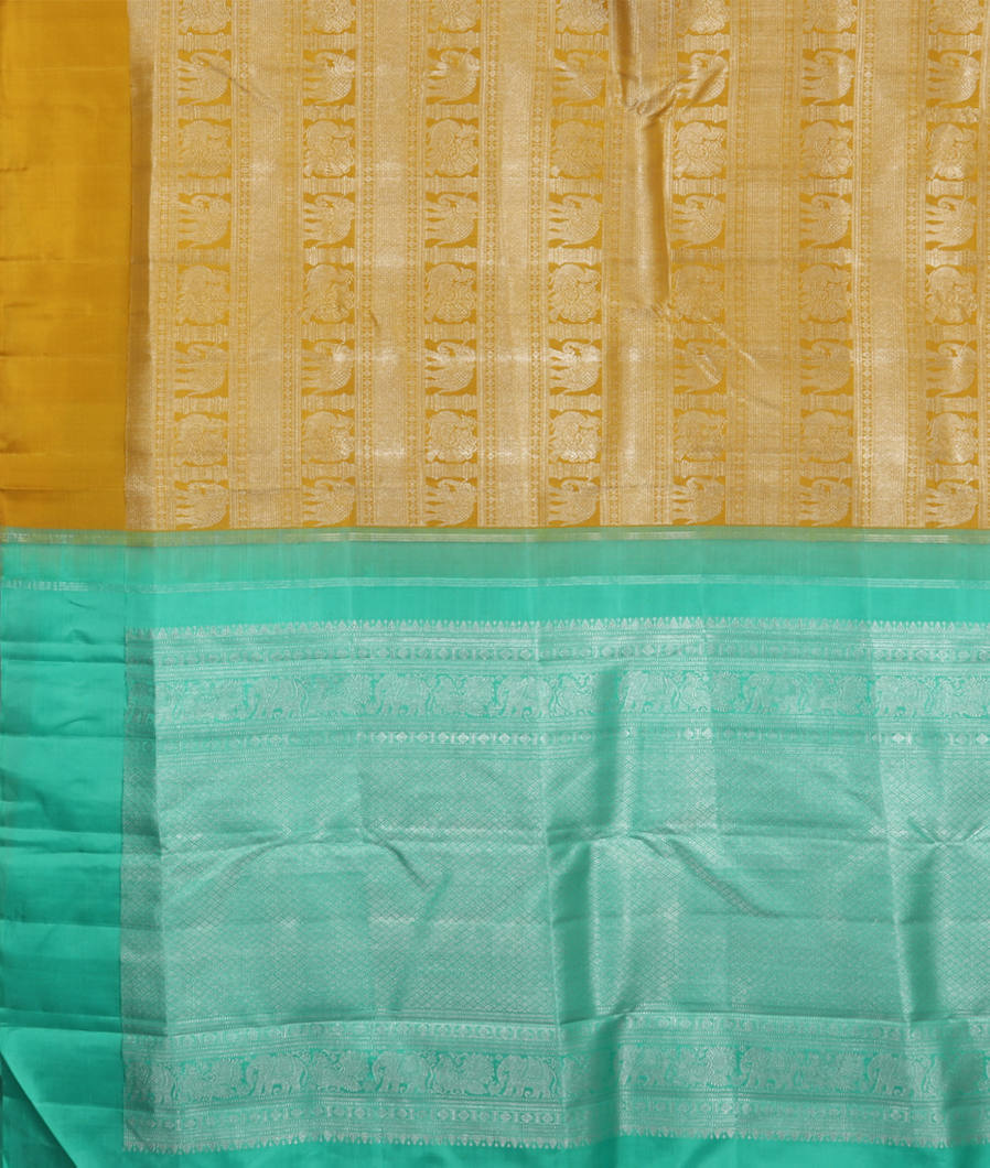 Yellow Handwoven Kanjivaram Silk Saree T3864964