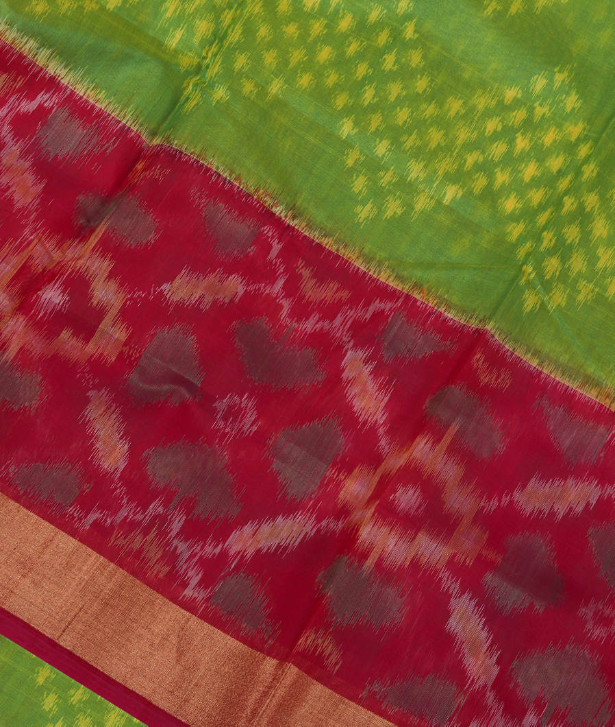 Green Pochampalli Silk Cotton Saree T389333-image