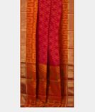 Pinkish Red Pochampalli Silk Cotton Saree T3892972