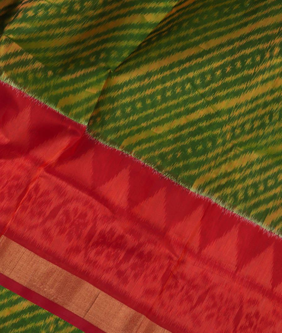 Green Pochampalli Silk Cotton Saree T389314-image
