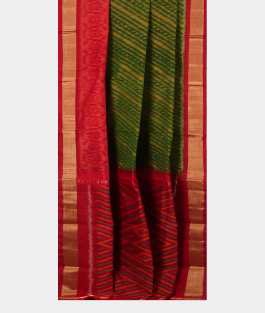 Green Pochampalli Silk Cotton Saree T3893142