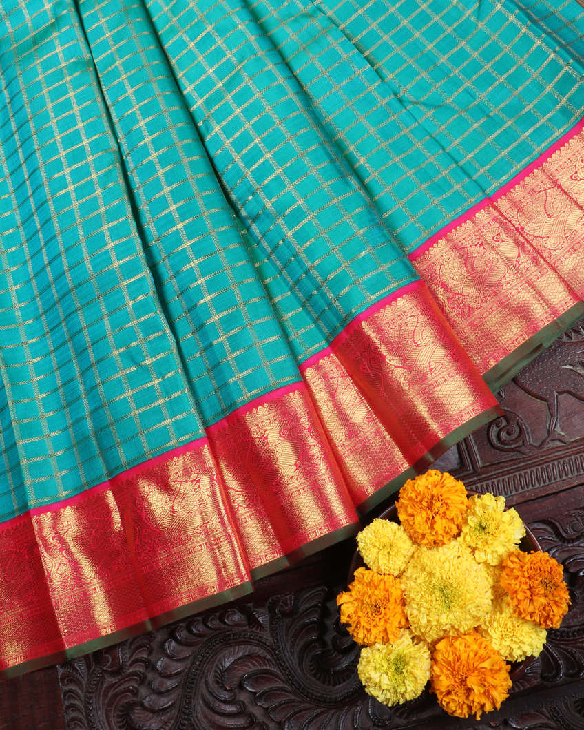 Blue Handwoven Kanjivaram Silk Saree T3895252