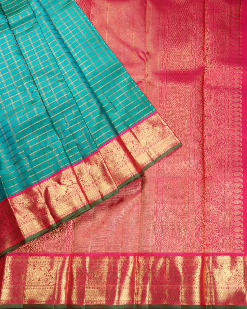 Blue Handwoven Kanjivaram Silk Saree T3895254