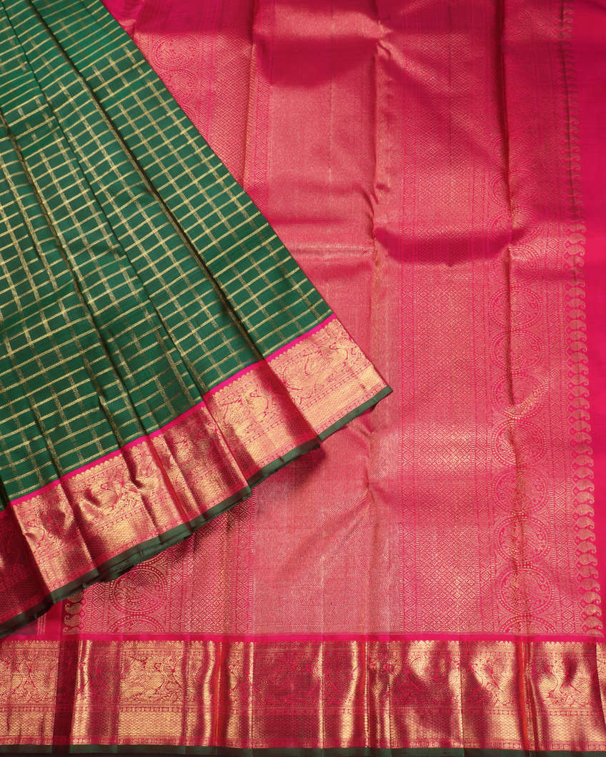 Green Handwoven Kanjivaram Silk Saree T3895262