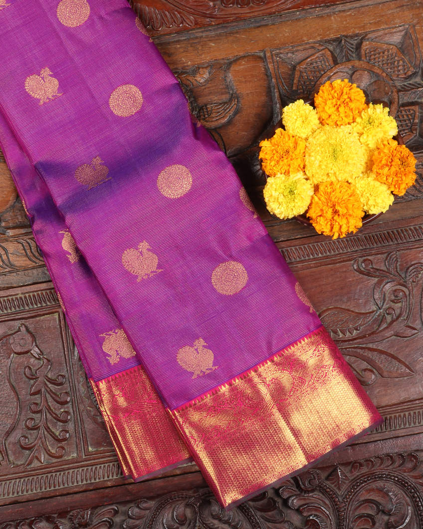 Purple Handwoven Kanjivaram Silk Saree T389524-image
