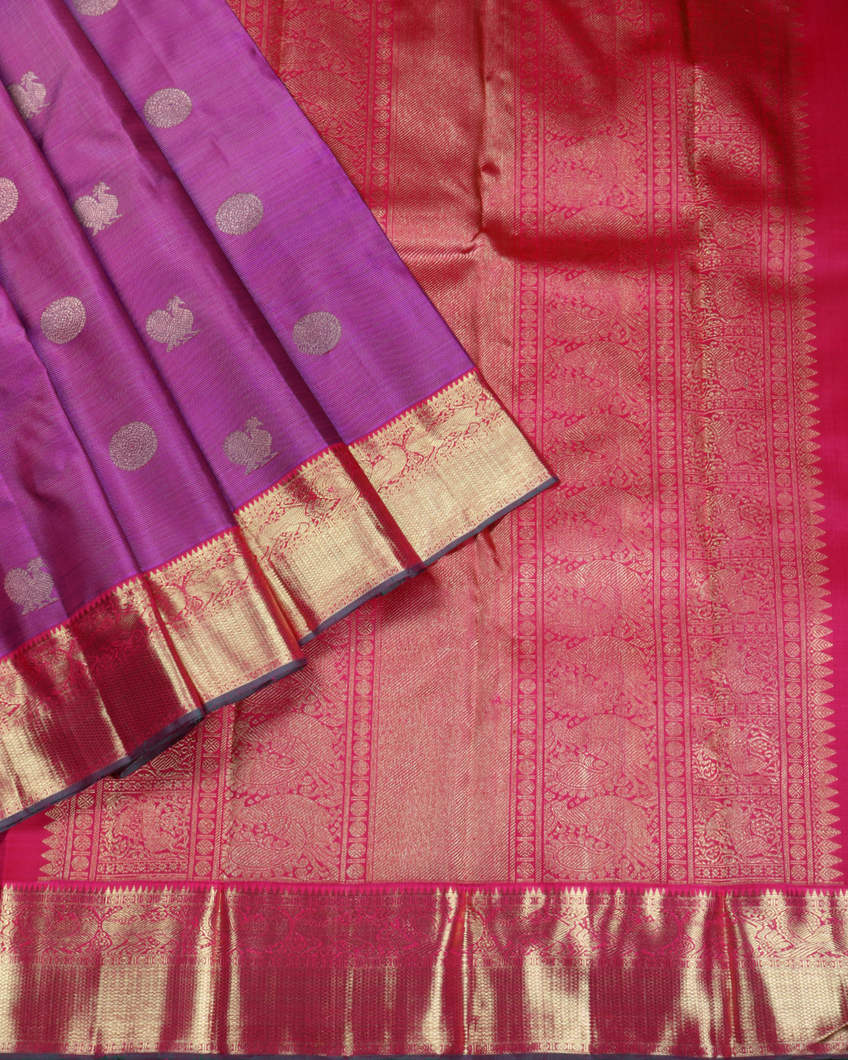 Purple Handwoven Kanjivaram Silk Saree T3895242