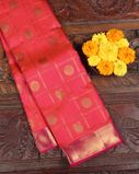 Orangish Pink Handwoven Kanjivaram Silk Saree T3895221