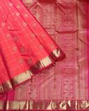 Orangish Pink Handwoven Kanjivaram Silk Saree T3895222