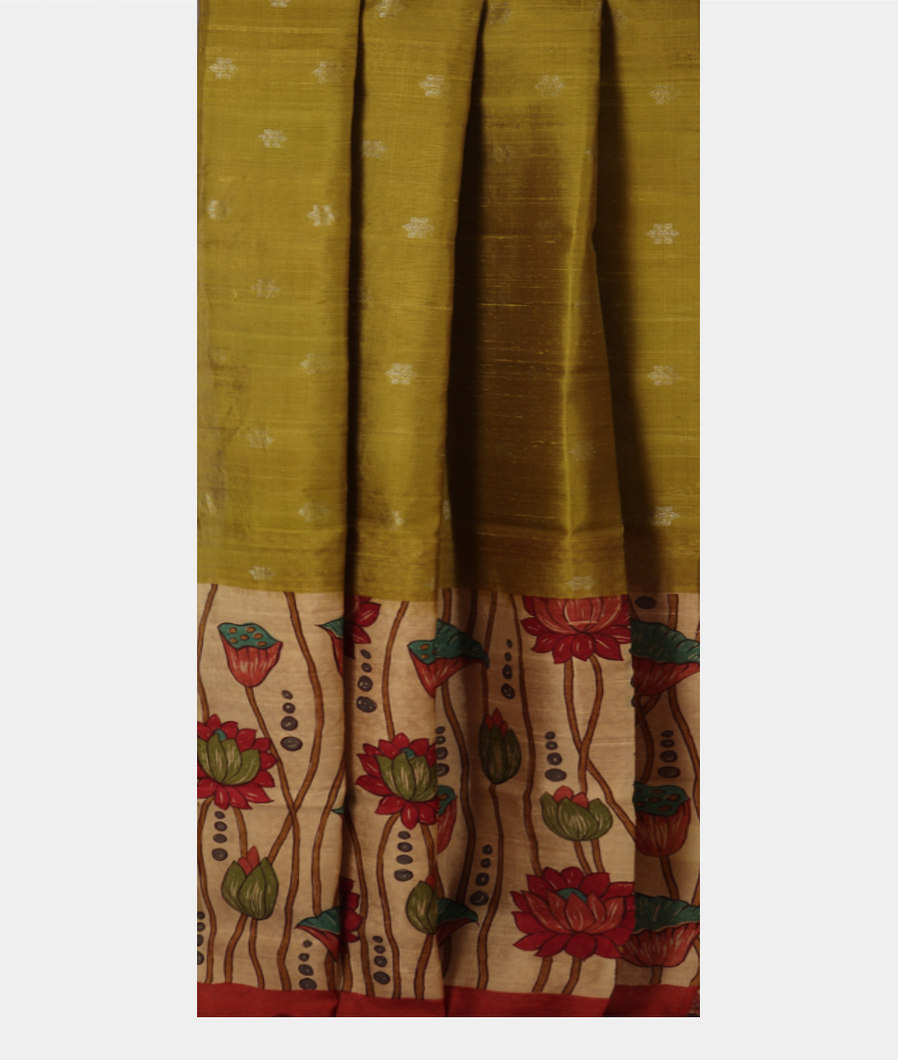 Mehndi Green Woven Raw Silk Saree T3879762