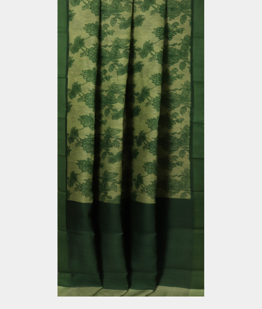 Green Soft Printed Cotton Saree T3816002
