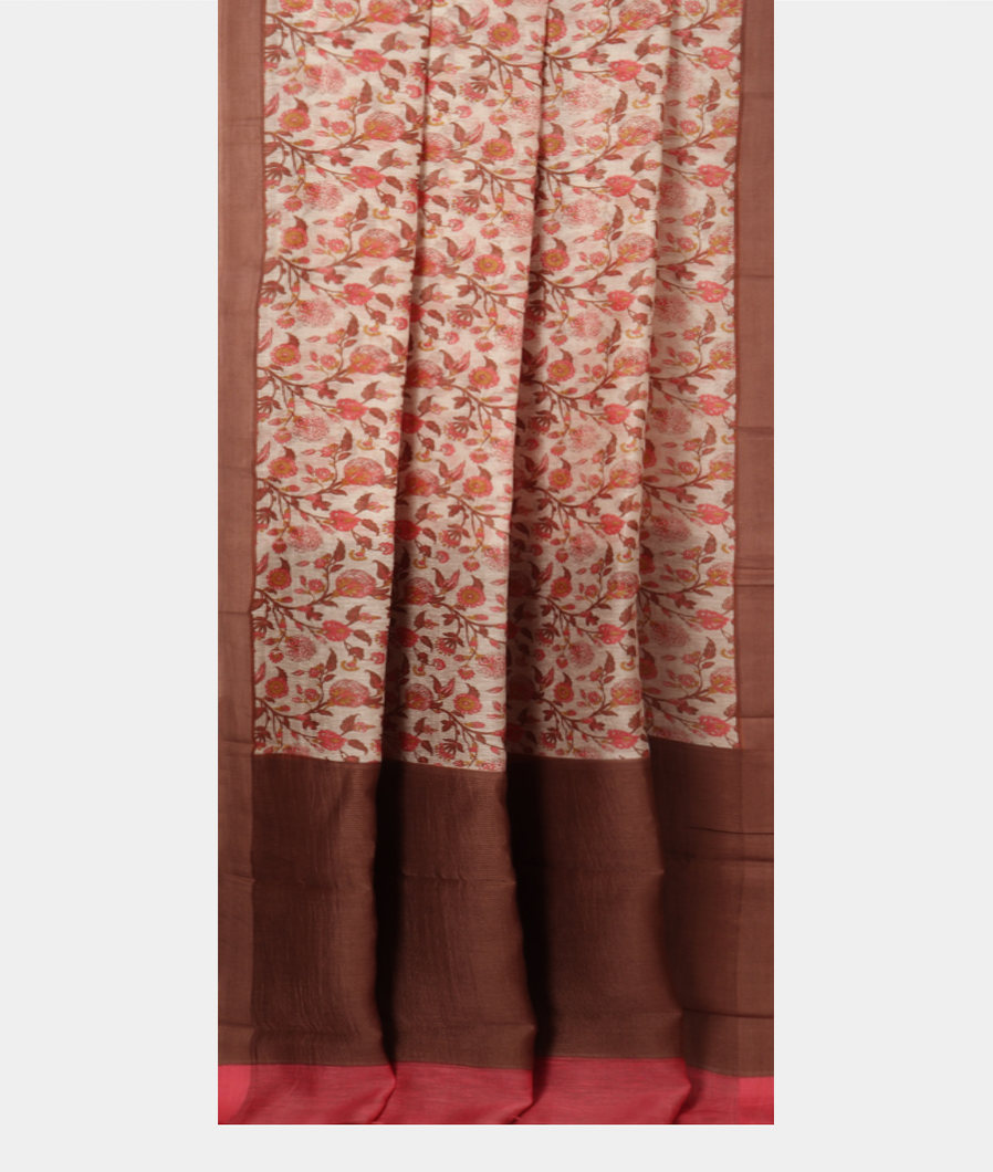 White Soft Printed Cotton Saree T3816012