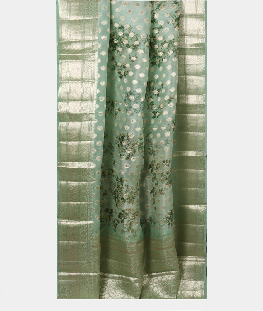 Green Banaras Organza Saree T3841032