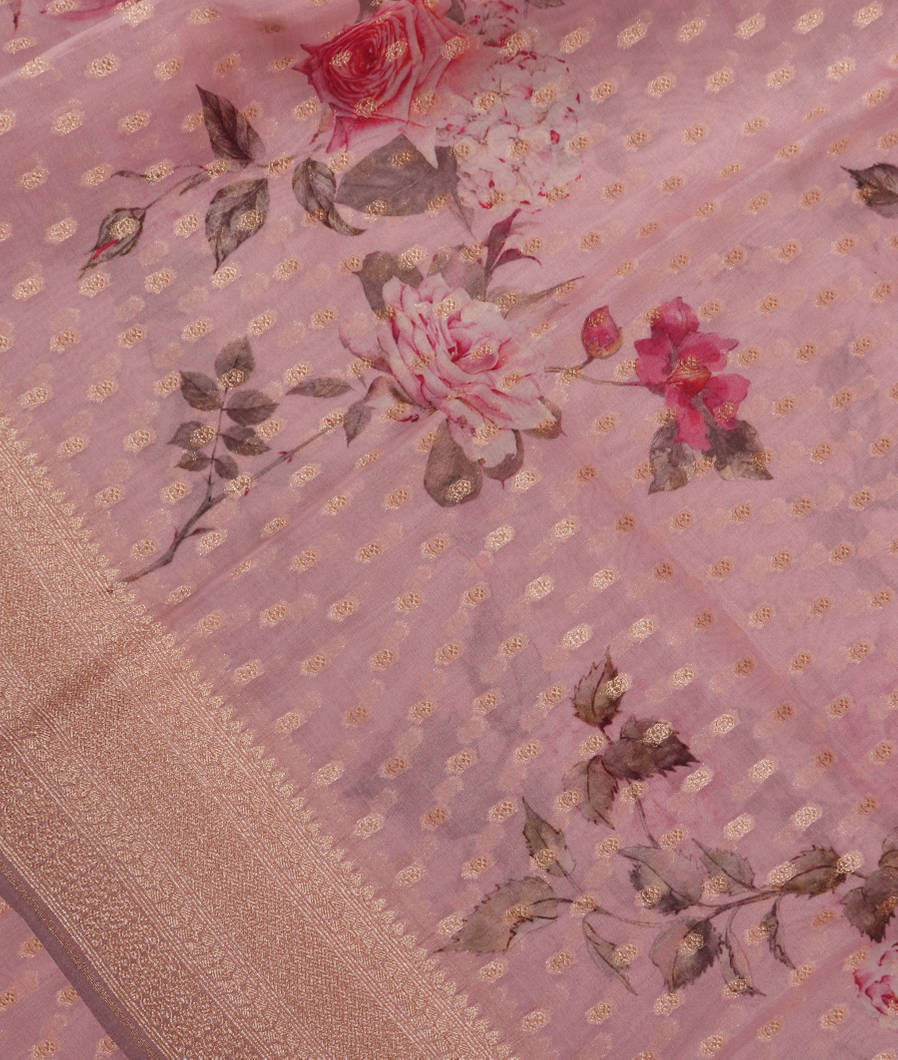 Lavender Banaras Organza Saree T379269-image