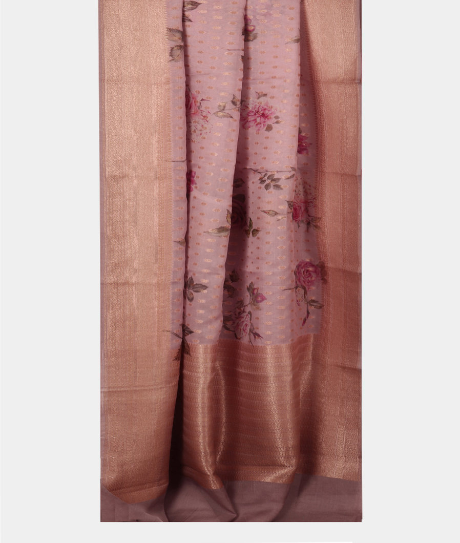 Lavender Banaras Organza Saree T3792692