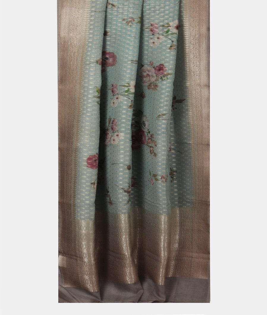 Blue Banaras Organza Saree T3792672