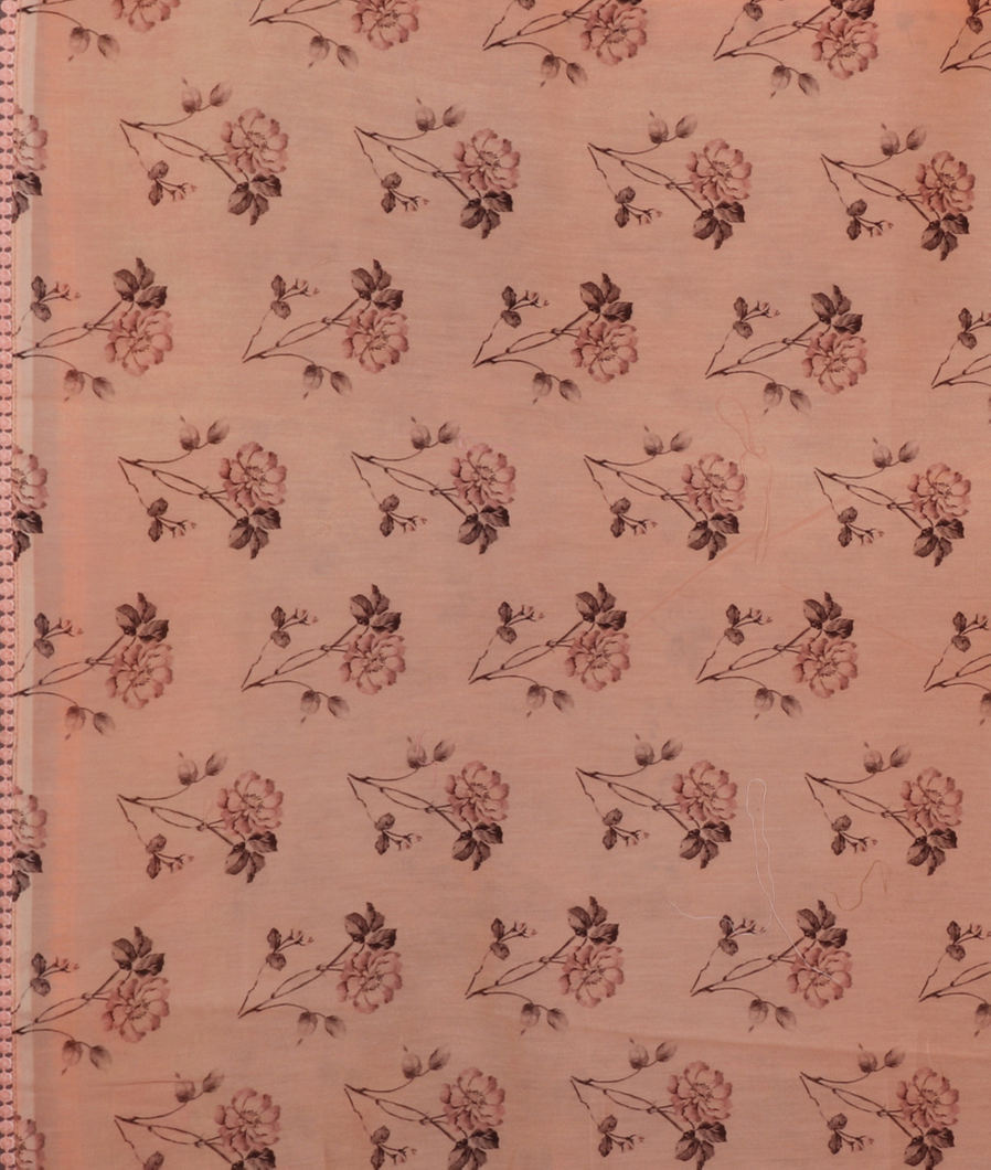 Peach Kora Organza Printed Saree T3111893