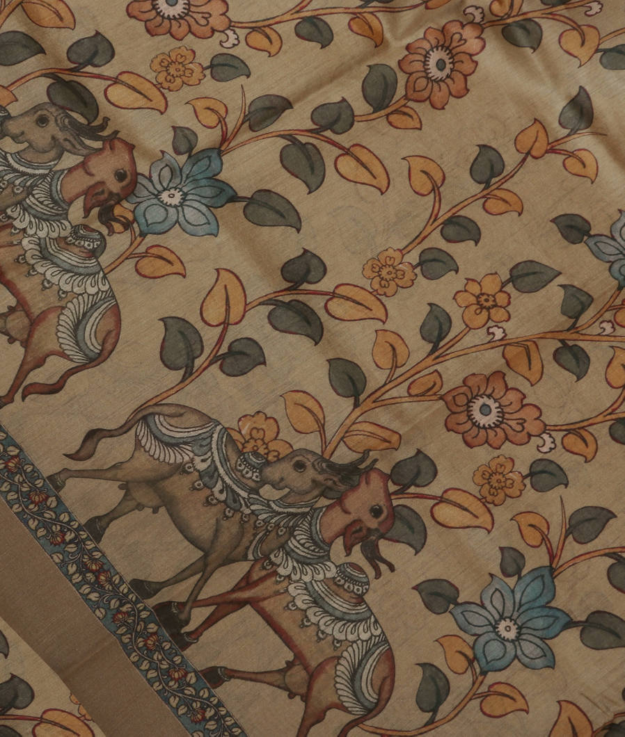 Green Soft Tussar Printed Saree T380671-image