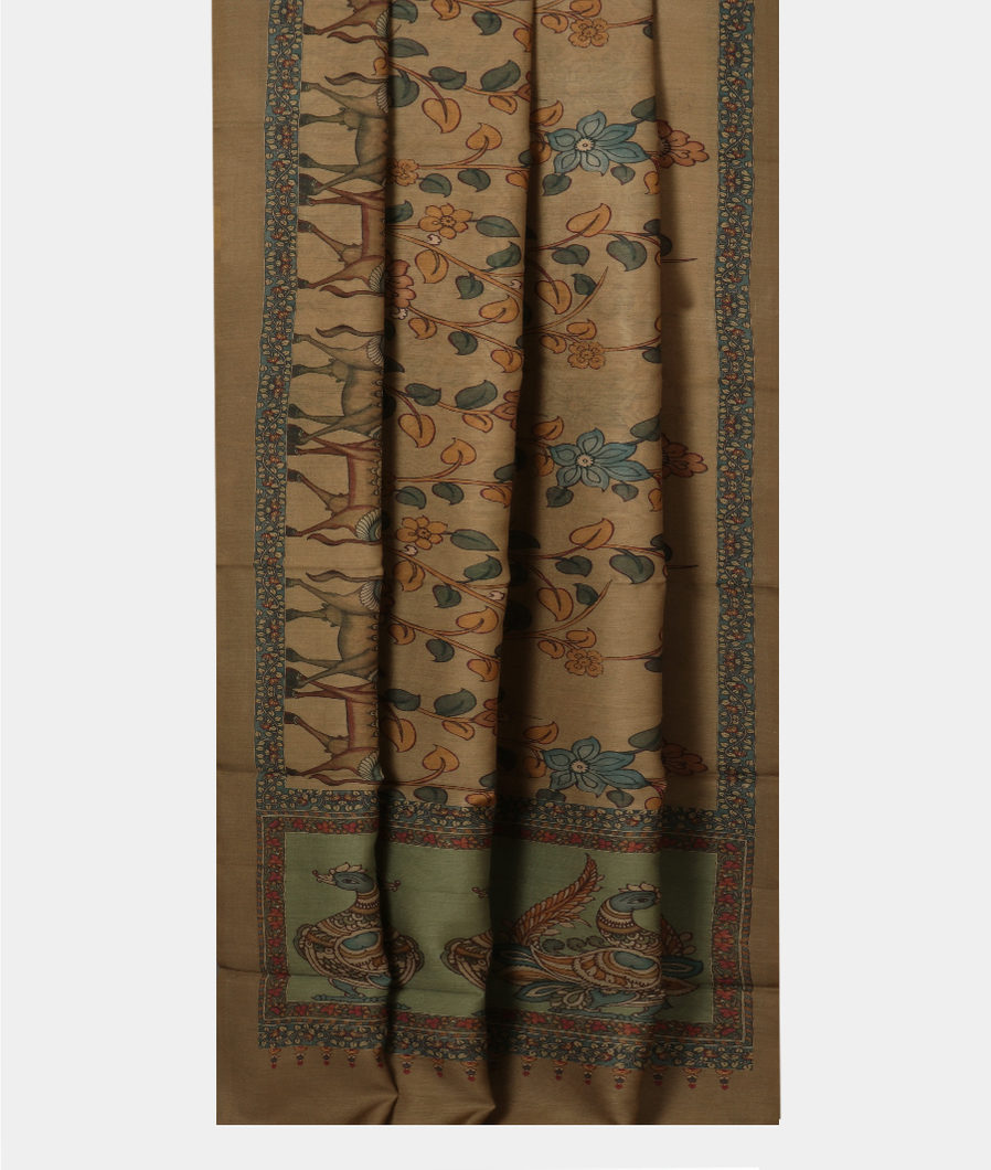 Green Soft Tussar Printed Saree T3806712