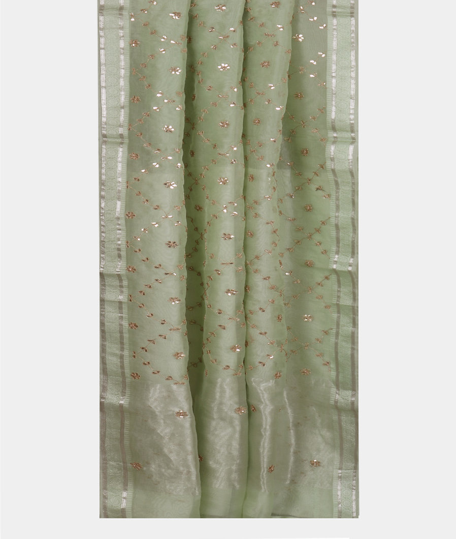 Green Kora Organza Embroidery Saree T3633902