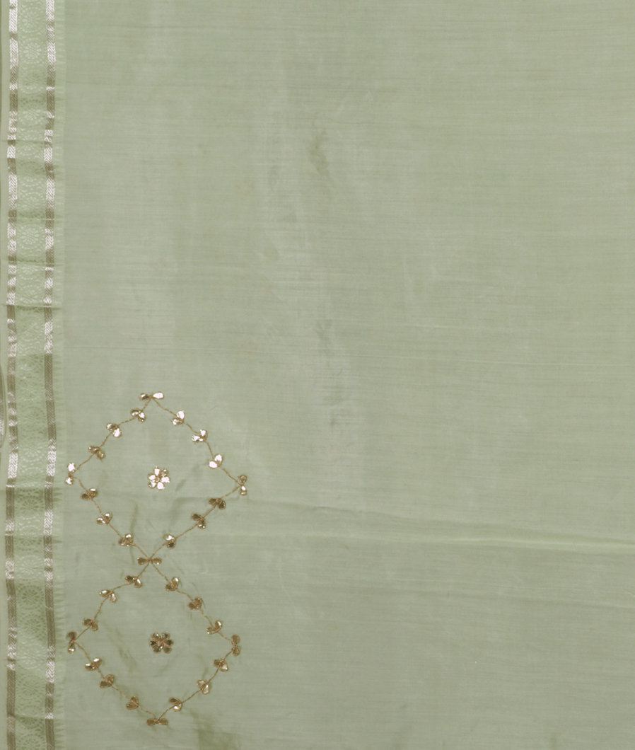 Green Kora Organza Embroidery Saree T3633903