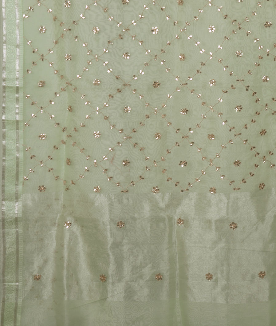 Green Kora Organza Embroidery Saree T3633904