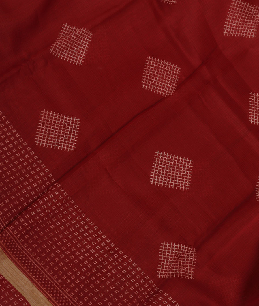 Rust Printed Cotton Saree T388444-image