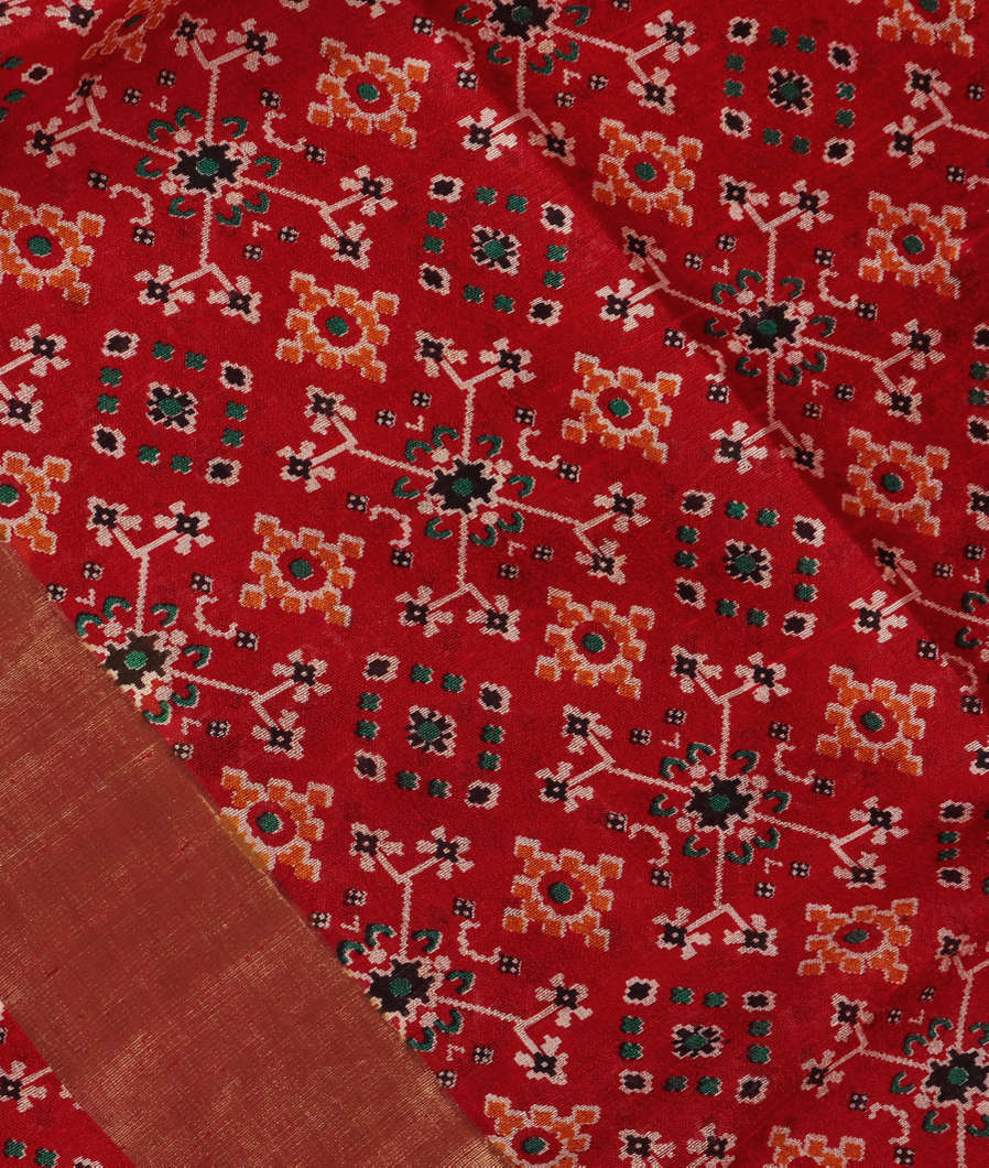 Maroon Printed Raw Silk Saree T387426-image