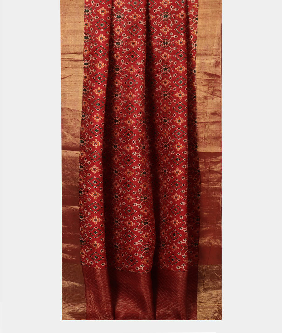Maroon  Printed Raw Silk Saree T3874262