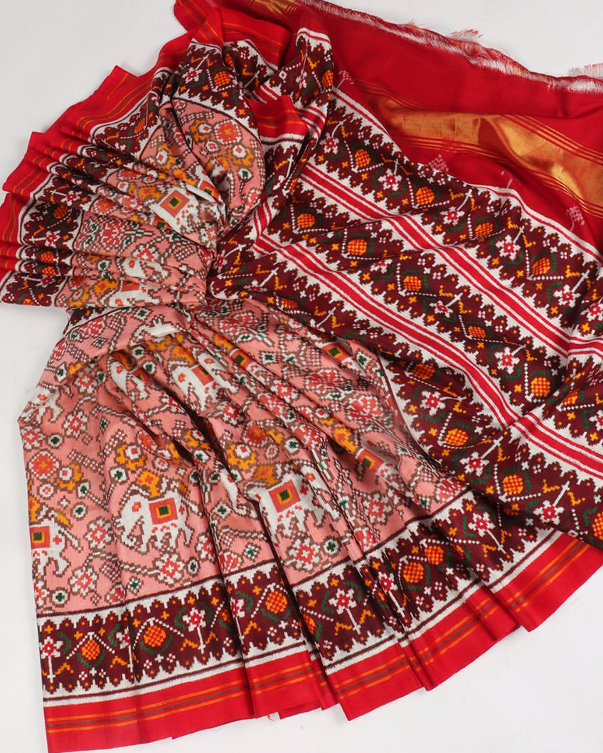 Pink Patan Patola Silk Saree T372448 (without Blouse)2