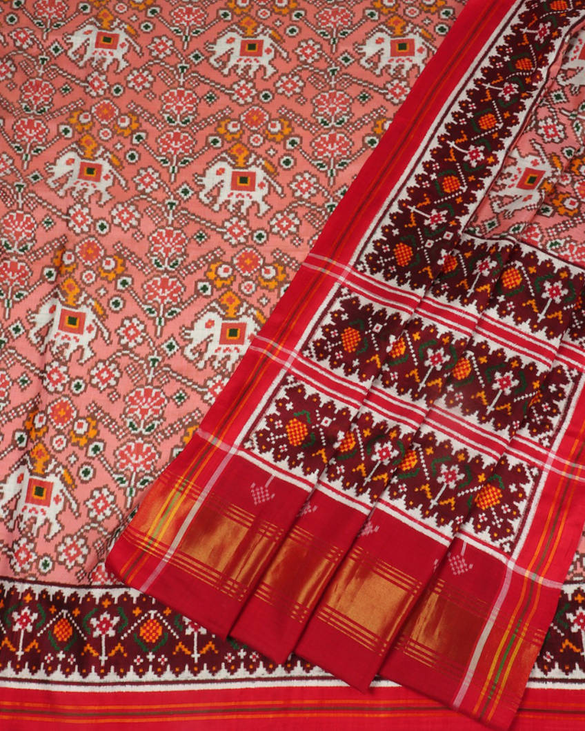 Pink Patan Patola Silk Saree T372448 (without Blouse)3