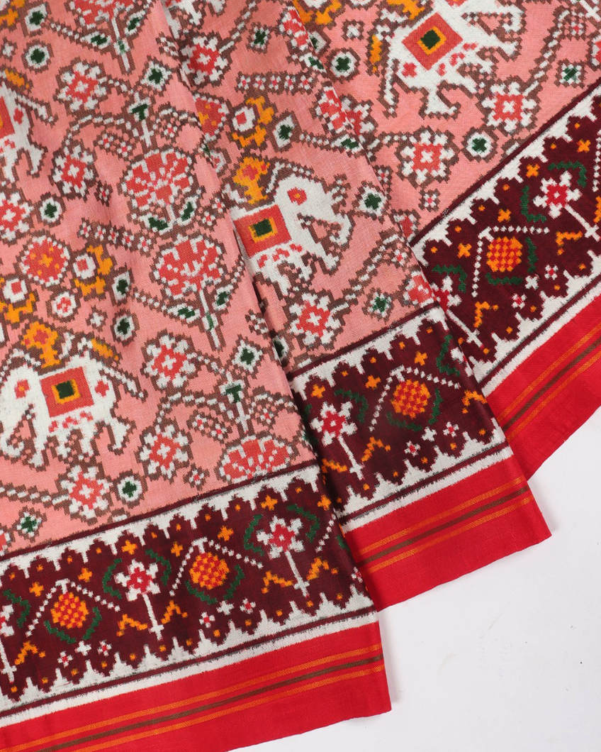 Pink Patan Patola Silk Saree T372448 (without Blouse)4