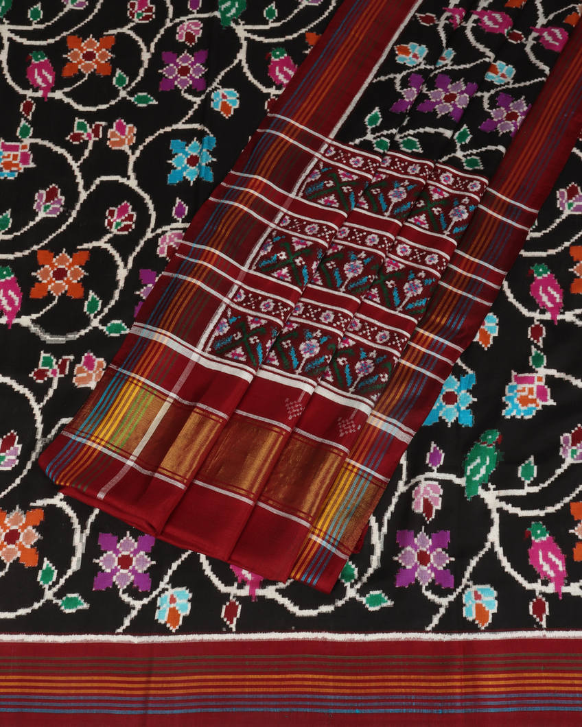 Black Patan Patola Silk Saree T385458 (without Blouse)3