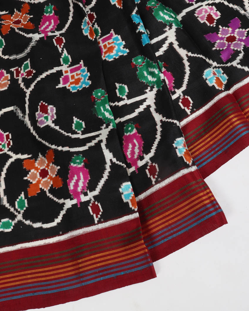 Black Patan Patola Silk Saree T385458 (without Blouse)4