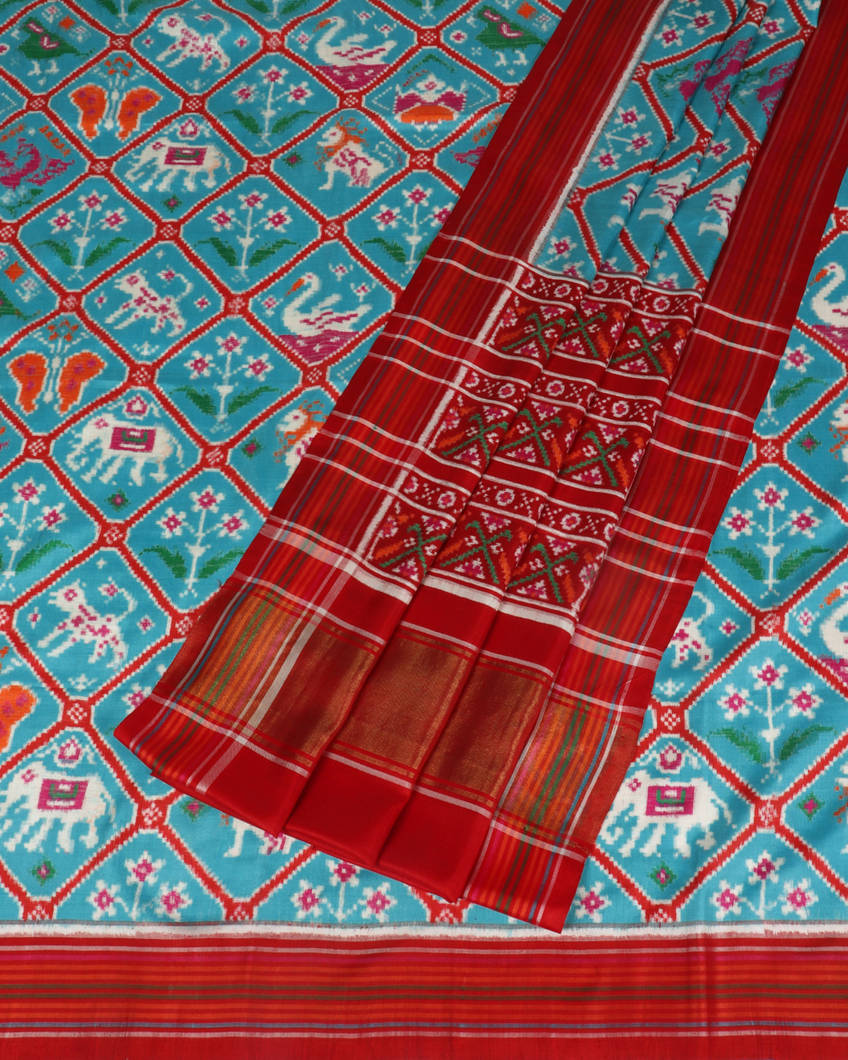 Blue Patan Patola Silk Saree T385456 (without Blouse)3