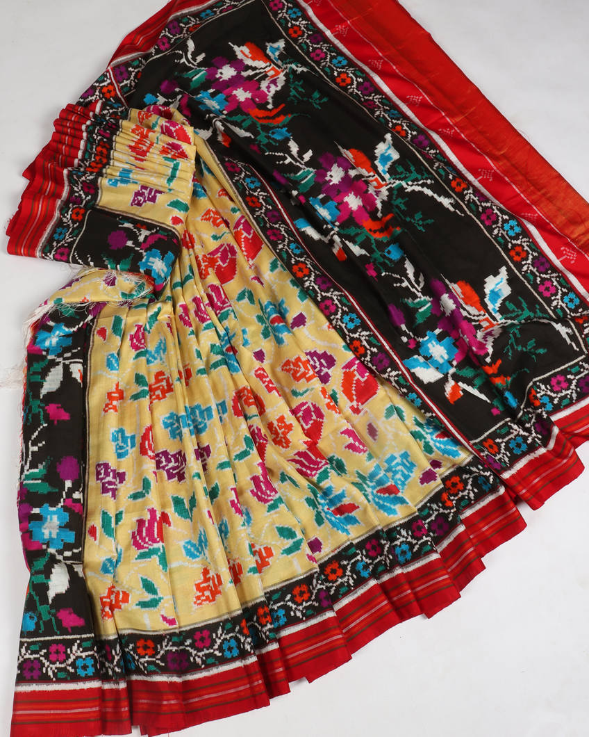 Yellow Patan Patola Silk Saree T385449 (without Blouse)2