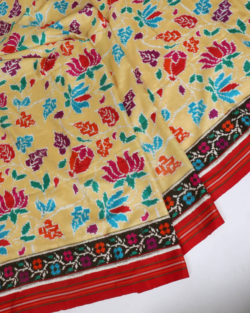 Yellow Patan Patola Silk Saree T385449 (without Blouse)4