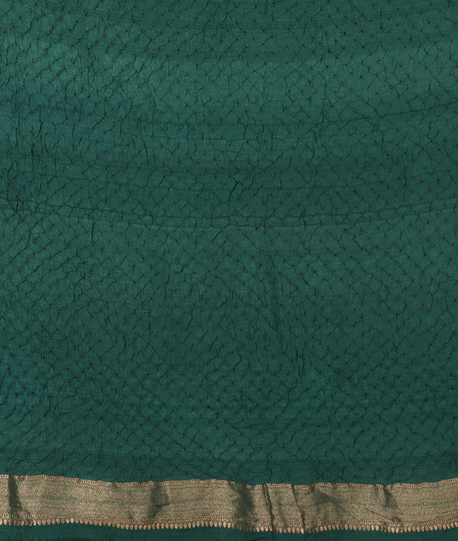 Teal Blue Bandhani Tussar Georgette Saree T3768433