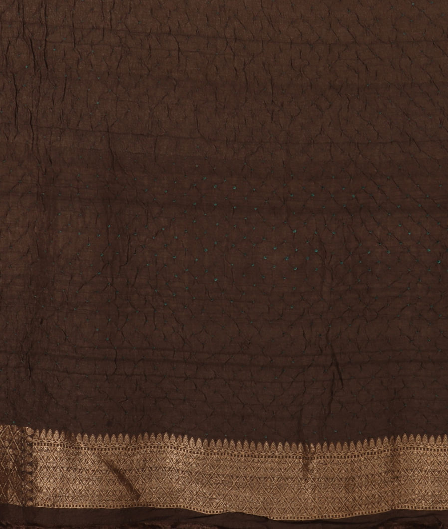 Brown Bandhani Tussar Georgette Saree T3792603