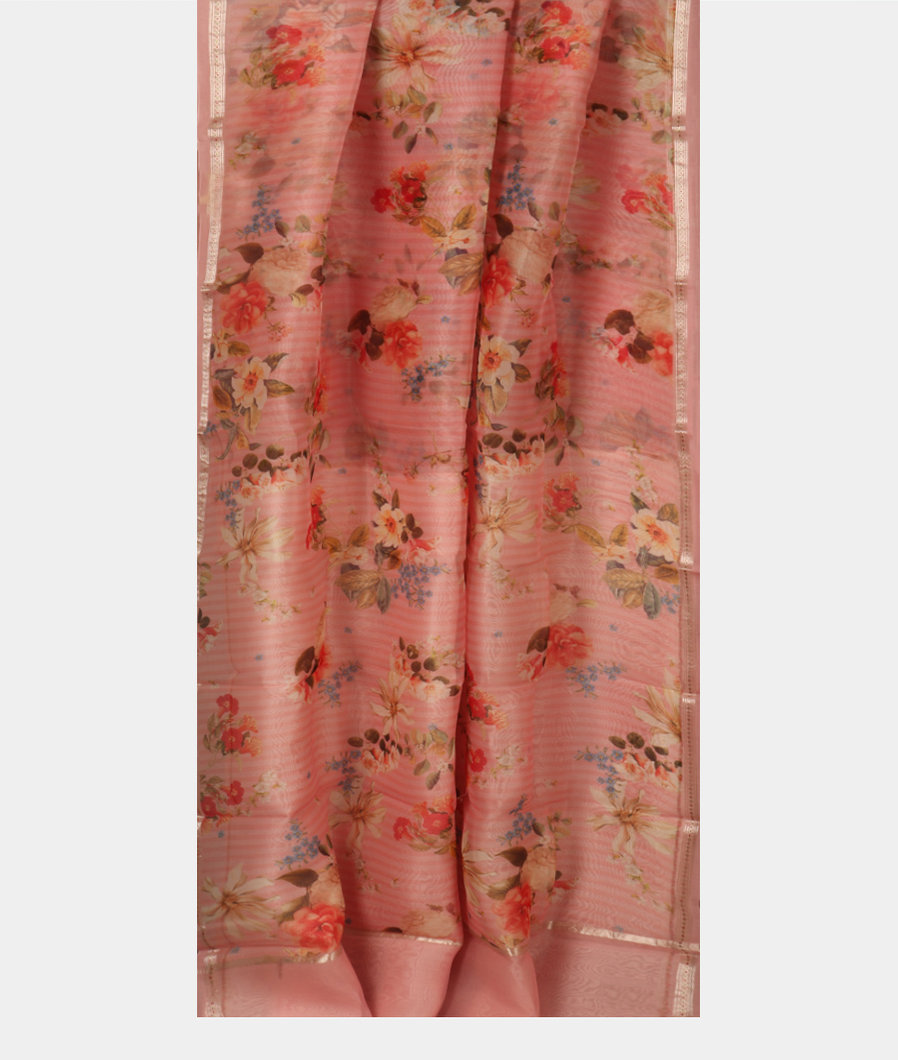 Pink Kora Organza Printed Saree T3684452