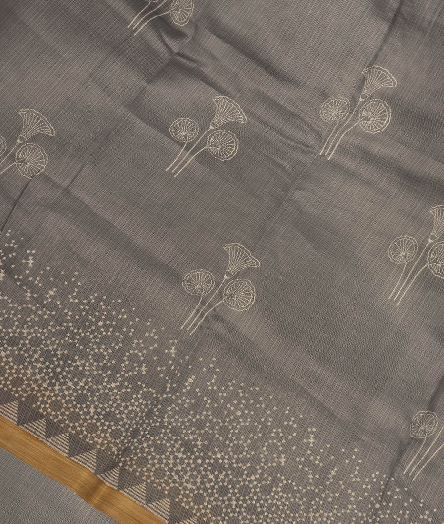 Grey Printed Cotton Saree T388433-image